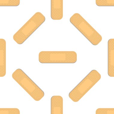 Yapışkan alçılarla kusursuz desen. Tıbbi yama dokuyu tekrarlıyor. Beyaz arkaplanda.