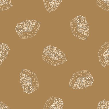 Altın arka planda beyaz kristaller çizilmiş tek renkli, pürüzsüz desen..