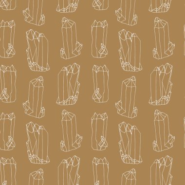 Altın arka planda beyaz kristaller çizilmiş tek renkli, pürüzsüz desen..