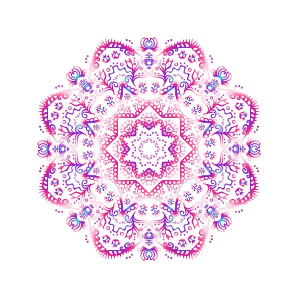 Barevná krajka zen doodle mandala na bílém — Stockový vektor