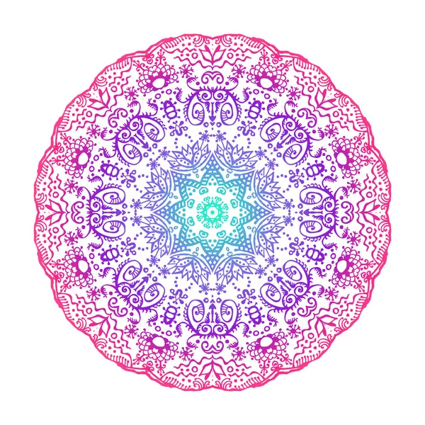 Dentelle colorée zen doodle mandala sur blanc — Image vectorielle