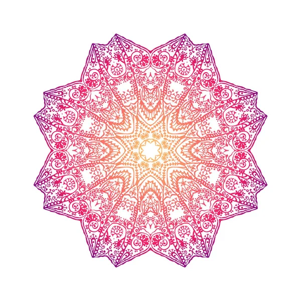 Barevná krajka zen doodle mandala na bílém — Stockový vektor