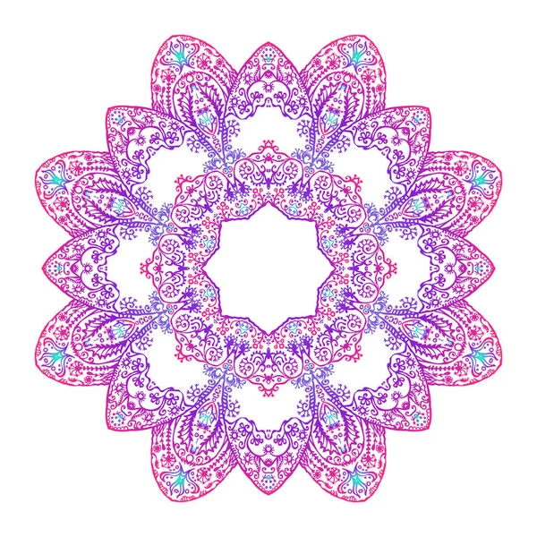 Lacy colorido zen doodle mandala em branco —  Vetores de Stock