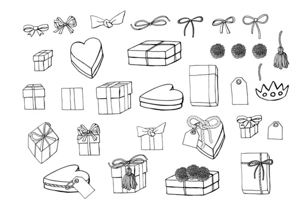 Conjunto de cajas de regalo aisladas sobre fondo blanco — Vector de stock