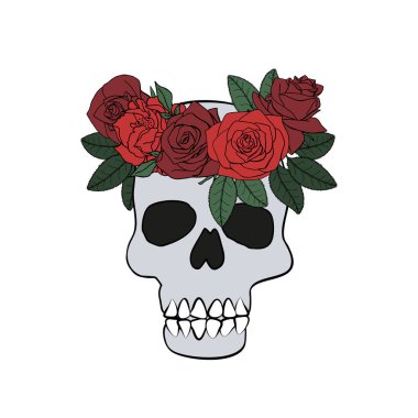 Çiçek Çelenkli Klasik Altın ve Kara Gizemli Kafatası