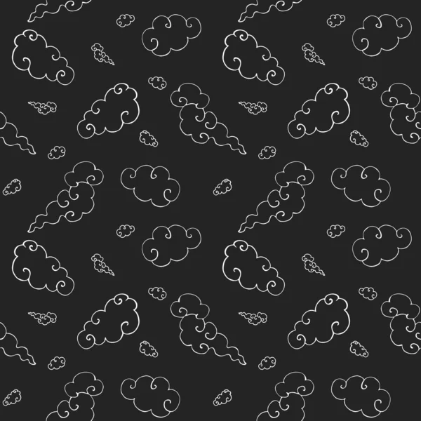Seamless pattern with Chinese style clouds on black — Stock Vector