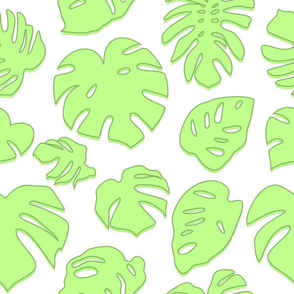 Nahtloses Muster mit grünen tropischen Blättern auf weißem Hintergrund. — Stockvektor