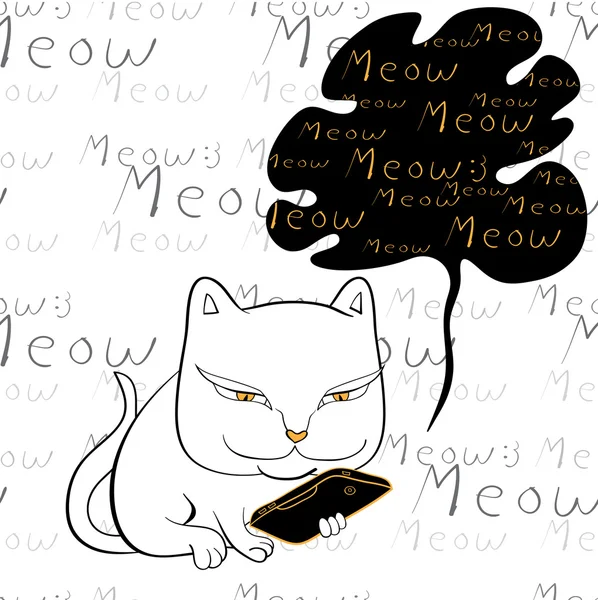 Cat reading smartphone vector — Stock Vector