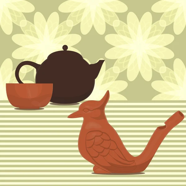 Gliny wykonane ceremonia herbaty zestaw — Wektor stockowy