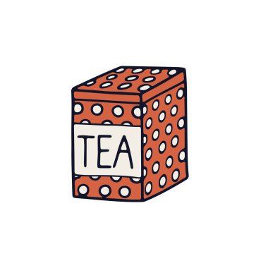 Çay ikonu vektör illüstrasyonu için klasik teneke kutu. Beyaz arkaplanda izole edilmiş konforlu ev dekorasyonu..