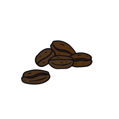 El çizimi kahve çekirdeği karalama ikon vektör çizimi beyaz arkaplanda izole