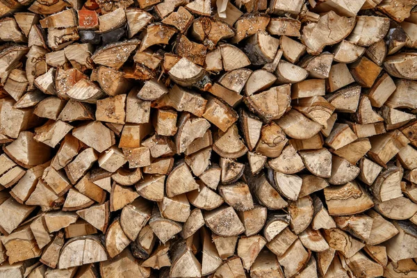 Split Logs Stacked Smooth Pile Firewood — Stock Photo, Image