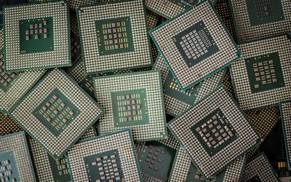 Resíduos electrónicos cpus — Fotografia de Stock