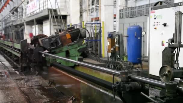 Factory Pipe Cutting Machine Metal Pipe Dit Een Snijmachine Van — Stockvideo