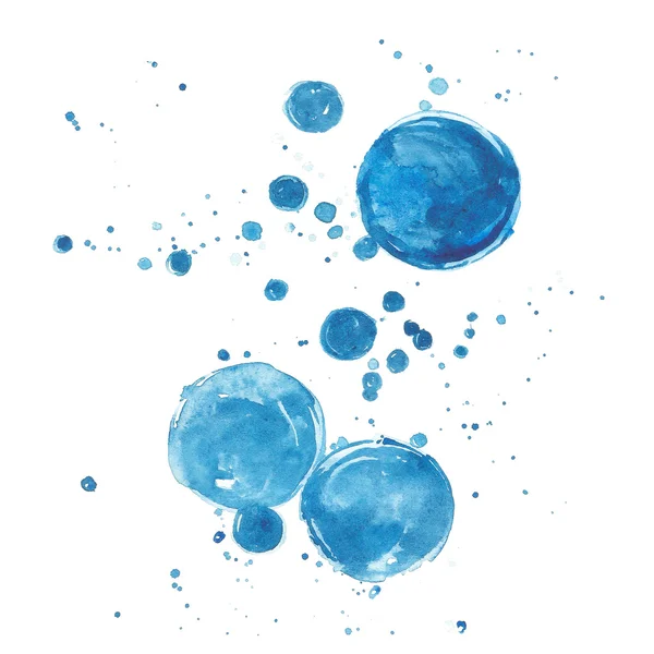 水彩背景蓝泡泡手绘 — 图库照片