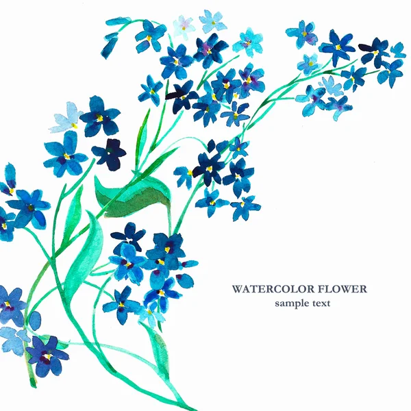 Aquarela flor azul. Padrão sem costura — Fotografia de Stock