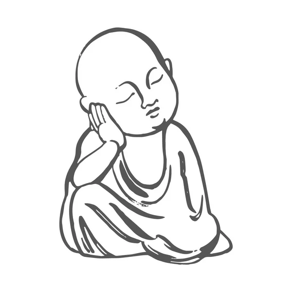 Te ceremoni. Buddha-figuren. Vektor handritad illustration. — Stock vektor