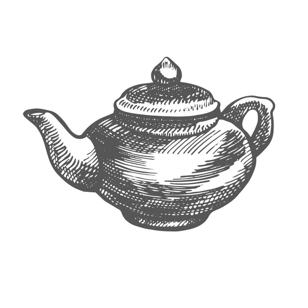 Китайский традиционный чайник. Графическая ручная иллюстрация, вектор. — стоковый вектор