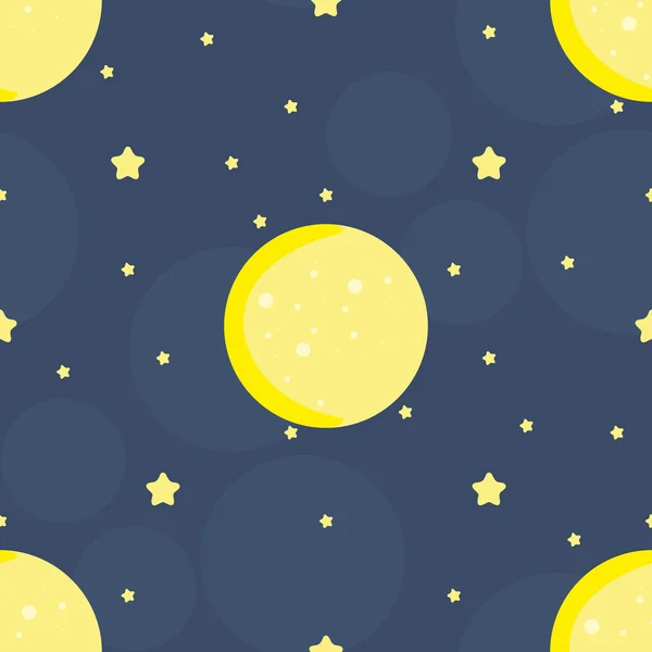 Seamless pattern with moon and stars in vector. Cute hand draw background. — Stock Vector