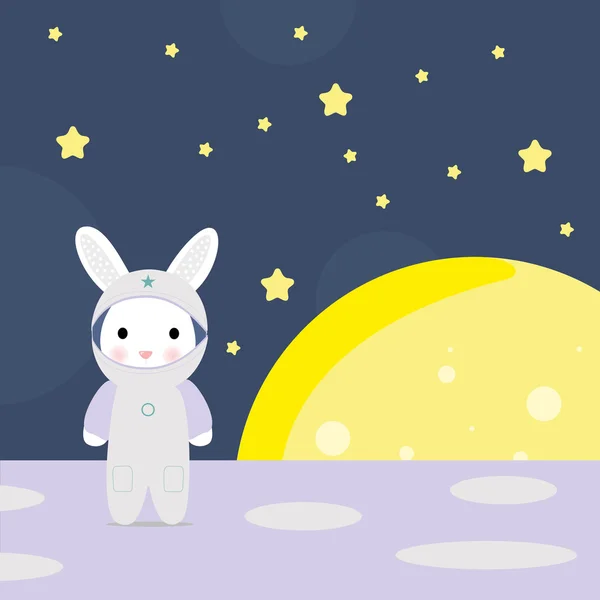 Funny bunny astounaut op de maan Rechtenvrije Stockvectors