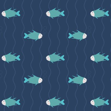 Dikişsiz desen birçok mavi su, arka plan balık