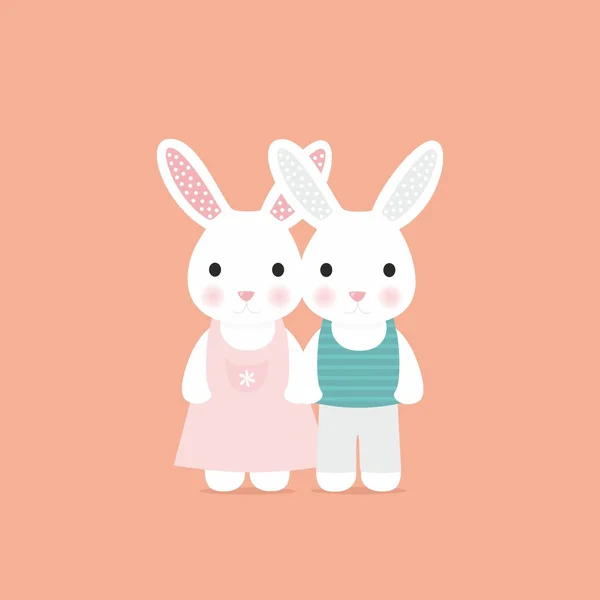 Cute rabbit love card — Stock Vector