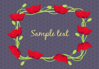 Vintage çiçek haşhaş çerçeve