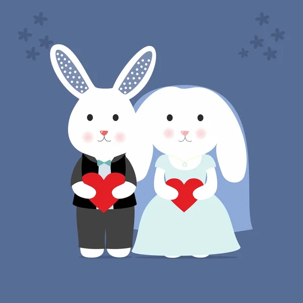 Düğün sevimli tavşan — Stok Vektör