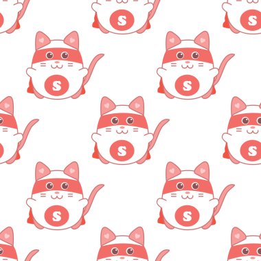 Kedi Süpermen ile şirin seamless modeli