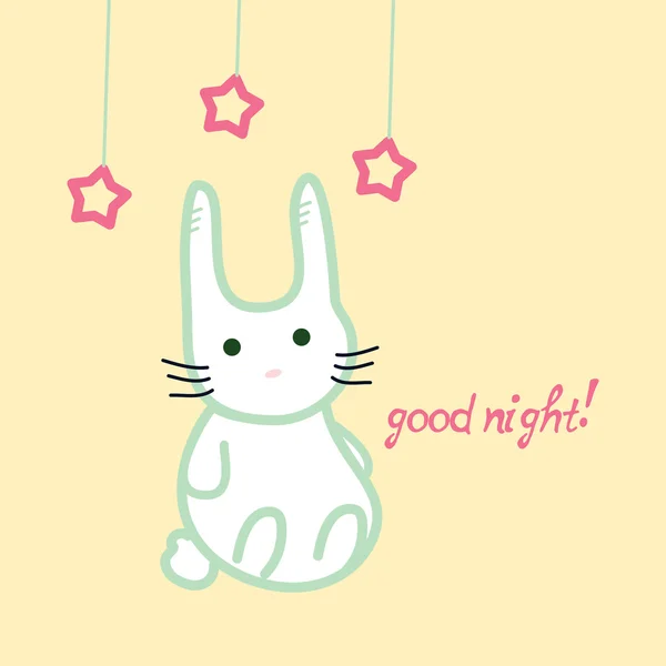 Coelhinho bonito, cartão de boa noite — Vetor de Stock