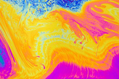 Psikedelik çok renkli desenler arka planı. Sabun köpüklerinin makro fotoğraf çekimi