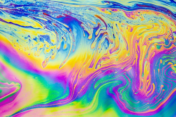 Sfondo Modelli Multicolori Psichedelici Foto Macro Scatto Bolle Sapone — Foto Stock