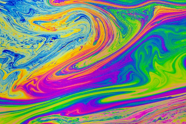 Sfondo Modelli Multicolori Psichedelici Foto Macro Scatto Bolle Sapone — Foto Stock