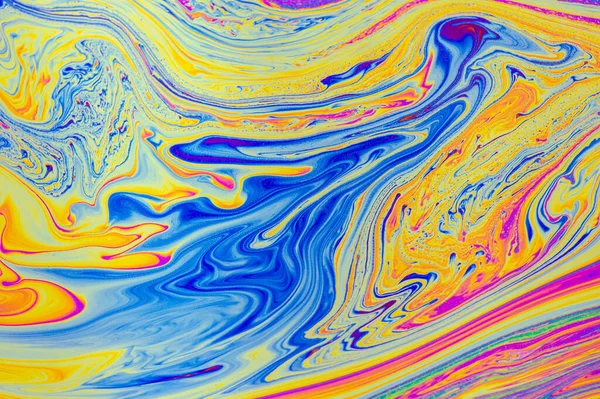 Sfondo Modelli Multicolori Psichedelici Foto Macro Scatto Bolle Sapone — Foto Stock