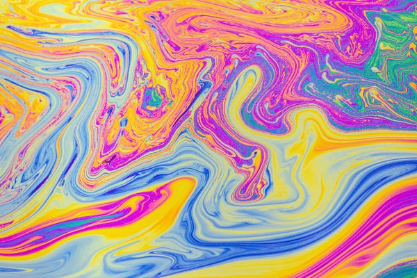 Psychedelické Pestrobarevné Vzory Pozadí Fotografie Makro Záběru Mýdlové Bubliny — Stock fotografie