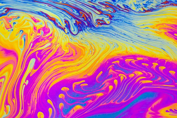 Psychedelické Pestrobarevné Vzory Pozadí Fotografie Makro Záběru Mýdlové Bubliny — Stock fotografie