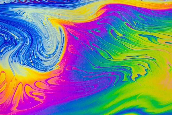 Sfondo Modelli Multicolori Psichedelici Foto Macro Scatto Bolle Sapone — Foto Stock