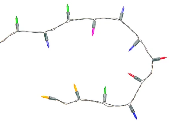 Рождественские Огни Строка Изолированы Белом Фоне Вырезкой Похлопывания — стоковое фото