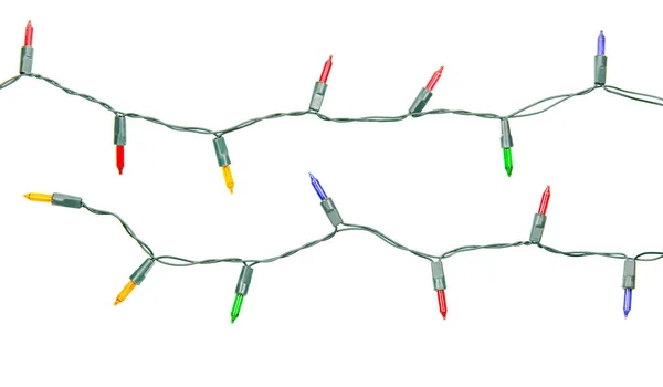 Vánoční Světlo Řetězec Izolované Bílém Pozadí Výstřižkem Pat — Stock fotografie