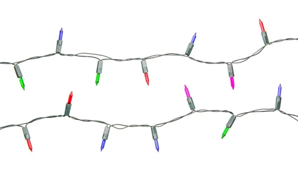 Natal Luzes Corda Isolada Fundo Branco Com Clipping Pat — Fotografia de Stock