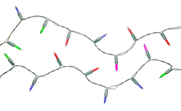 Рождественские Огни Строка Изолированы Белом Фоне Вырезкой Похлопывания — стоковое фото
