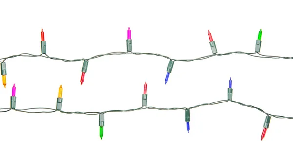 Χριστουγεννιάτικα Φώτα String Απομονώνονται Λευκό Φόντο Clipping Pat — Φωτογραφία Αρχείου