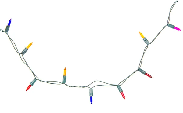 Рождественские Огни Строка Изолированы Белом Фоне Вырезкой Похлопывания — стоковое фото