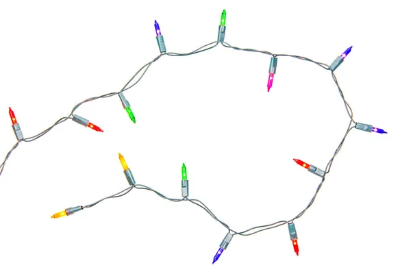 Рождественские Огни Строка Изолированы Белом Фоне Вырезкой Похлопывания — стоковое фото