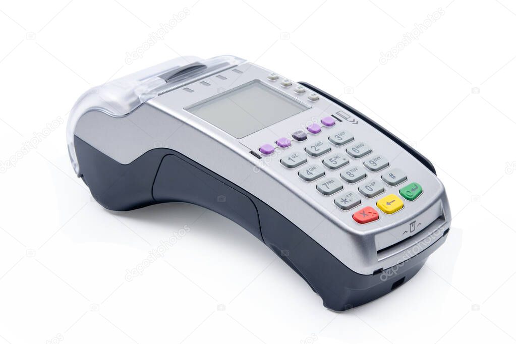 EDC machine or electronic data capture machine isolated on white background with clipping path