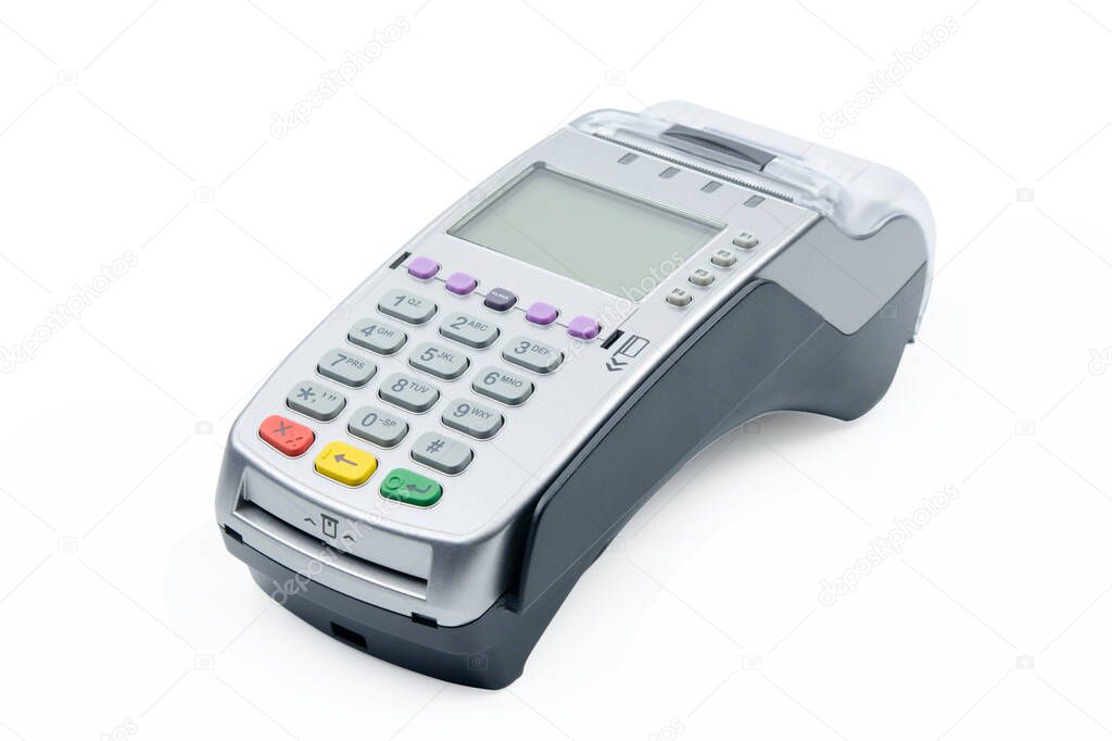 EDC machine or electronic data capture machine isolated on white background with clipping path