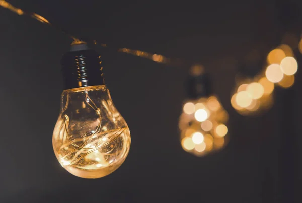 String Light bulbs hanging on a line