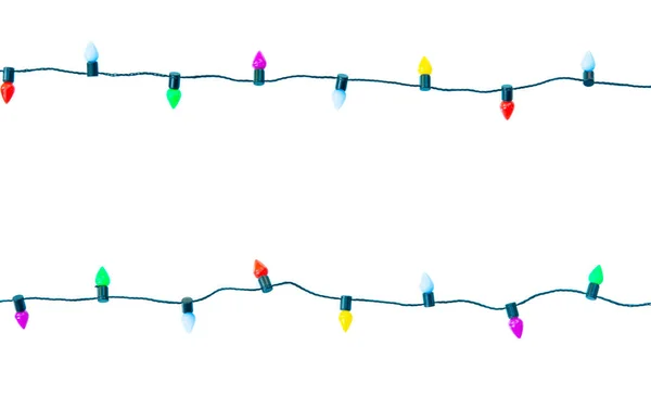Christmas Lights String Isolated White Background Clipping Path — Stock Photo, Image