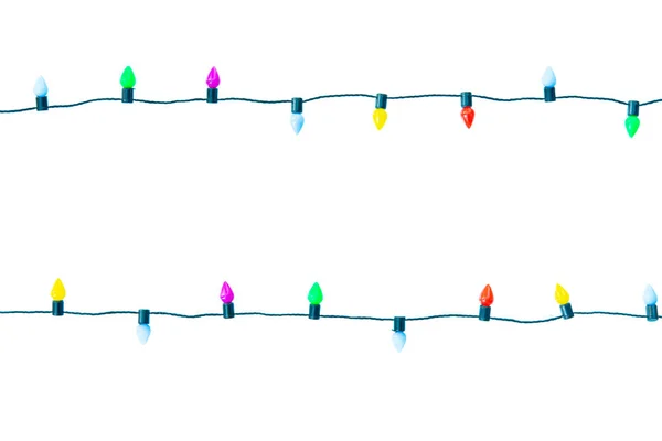 Christmas Lights String Isolated White Background Clipping Path — Stock Photo, Image