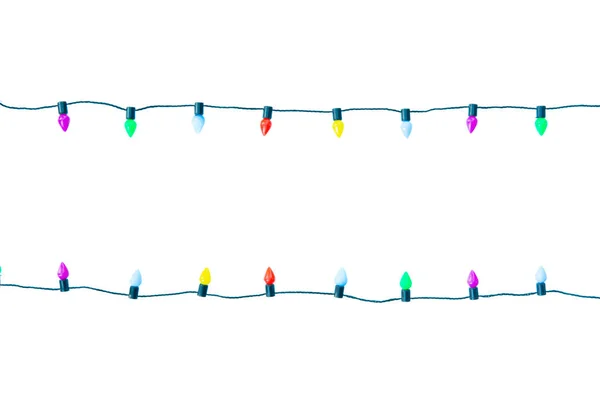 Kerstverlichting String Geïsoleerd Witte Achtergrond Met Clipping Pad — Stockfoto